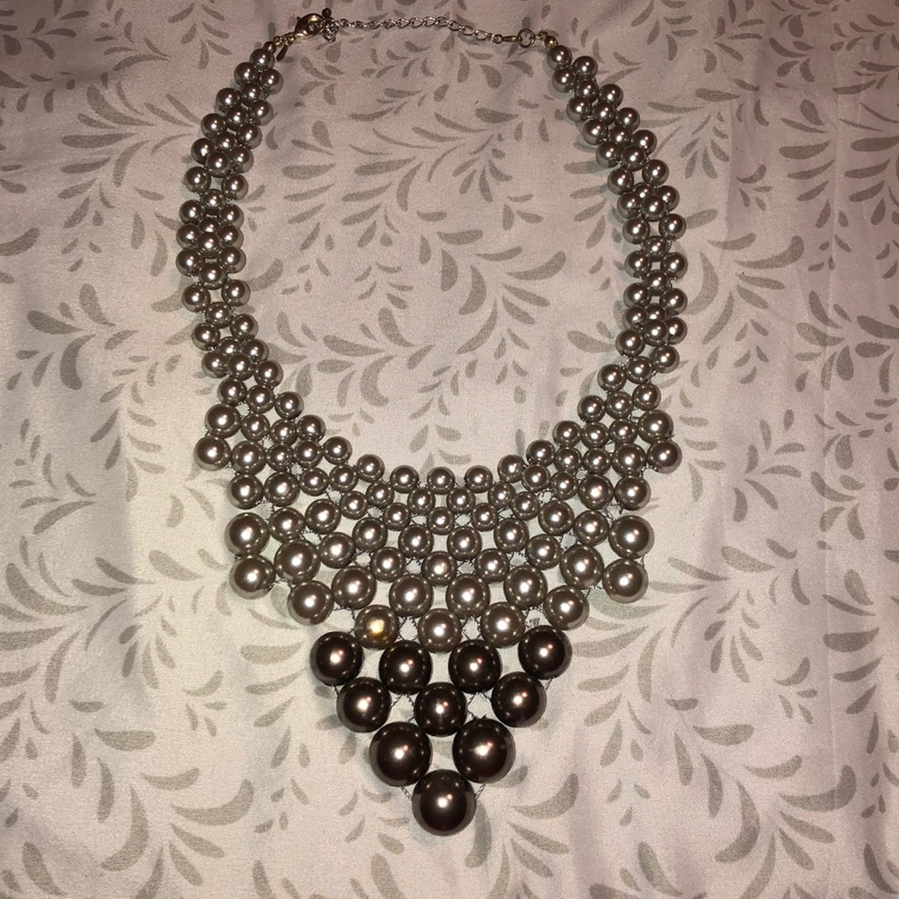Grey Pearl Statement Necklace